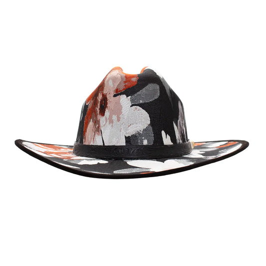 SOMBRERO FLORES NEGRO CAFE