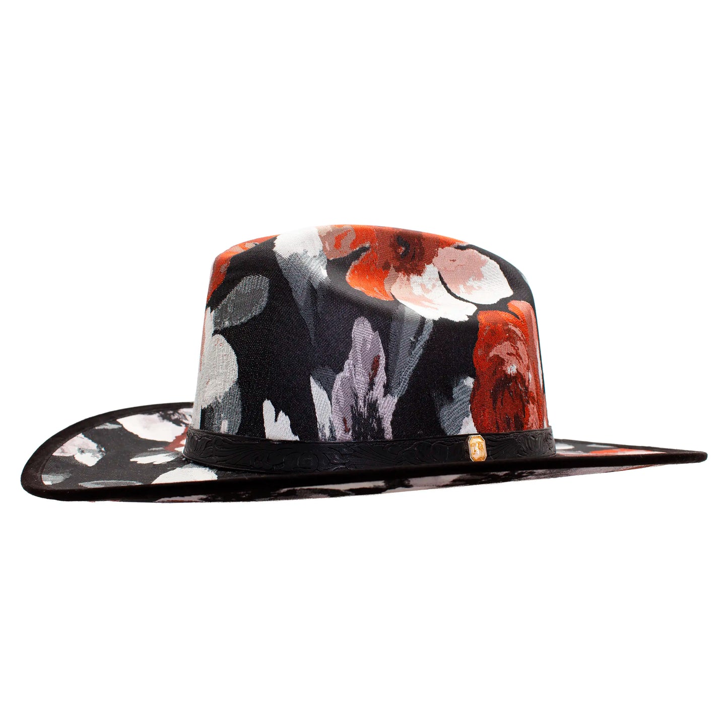 SOMBRERO FLORES NEGRO CAFE