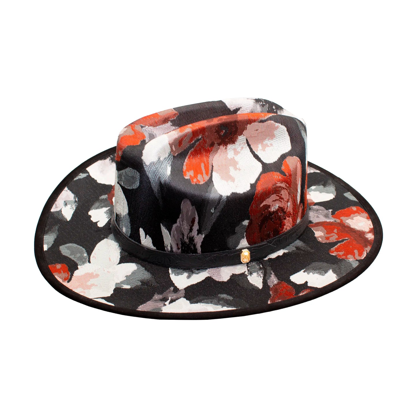 SOMBRERO FLORES NEGRO CAFE